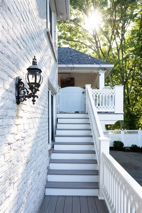 Outdoor stairs design metal stairs prices spiral staircase with landing. AZEK decking on stair and landing in Green Hills, TN - The Porch Company