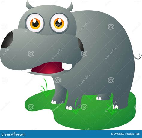 Cute Hippo Standing Cartoon Vector 29275303