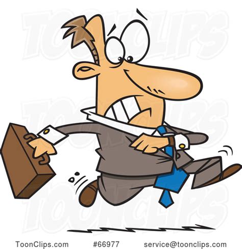 Cartoon Extremely Late White Businessman Running 66977 By Ron Leishman