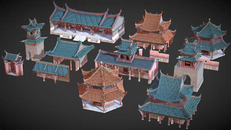Chinese Building Pack Buy Royalty Free 3d Model By Mattwells3d