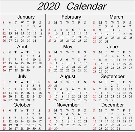 Get Calendar 2020 Template Calendar Printables Free Blank