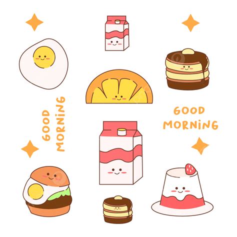 Gambar Set Stiker Kartun Kawaii Stiker Makanan Koleksi Png Dan