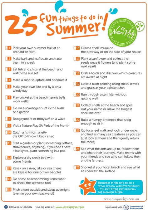25 Fun Things To Do In Summer Nature Play Sa 201415 Whats On