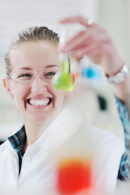 Premium Photo Science Chemistry Classes With Young Student Woman In