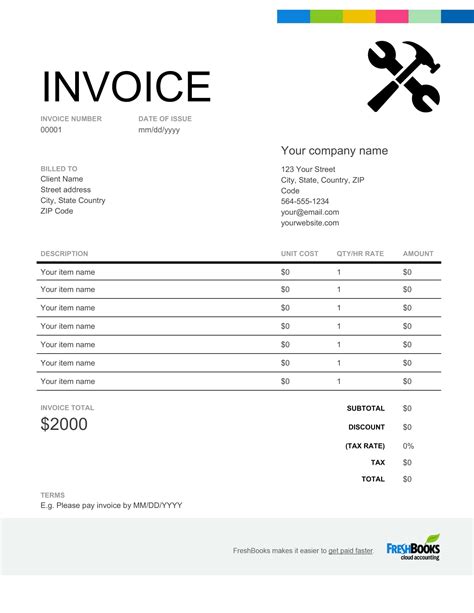 Free Printable Handyman Invoice Templates Excel Pdf