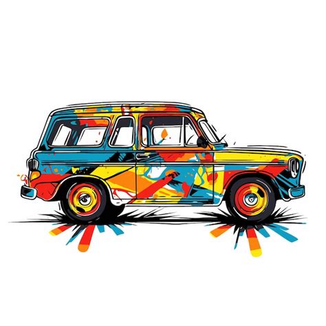 Premium Vector Car Illustration With Pop Art Style