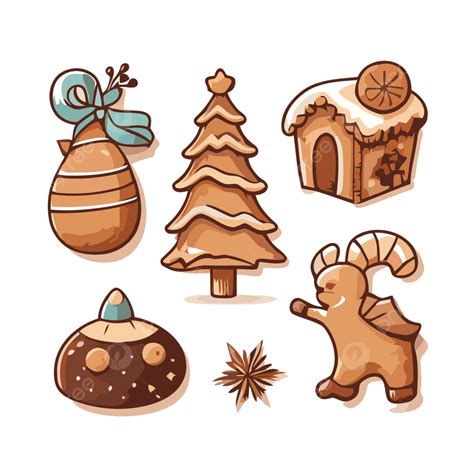Aesthetic Christmas Vector Sticker Clipart Gingerbread Icons Design