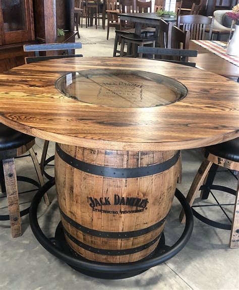jack daniels whiskey barrel pub table 36 high w 4 swivel bar stools whiskey barrel furniture