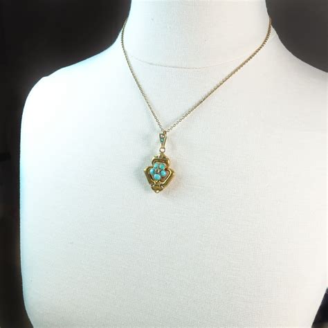 Antique Turquoise Diamond Pearl Locket Victorian 1870s Old Mine Cut