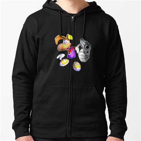 Rayman With A Gun Zipped Hoodie By Rekked Redbubble