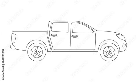 Pickup Truck Outline Icon Side View Pick Up Car Or Vehicle Silhouette