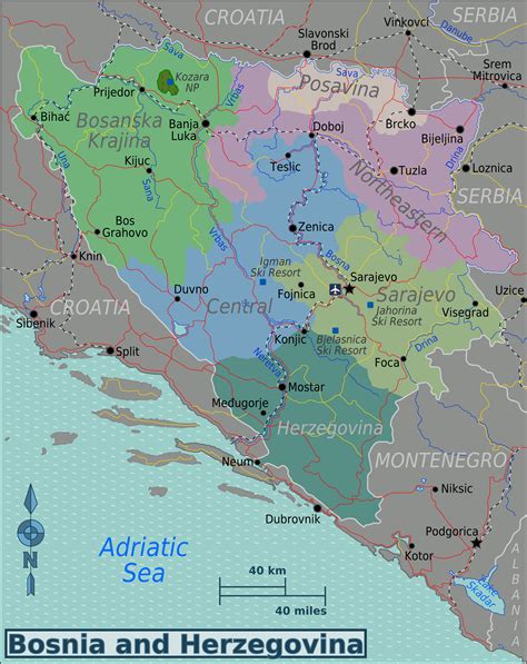 Map Of Bosnia And Herzegovina Map Regions Bosnien Bosnien Und