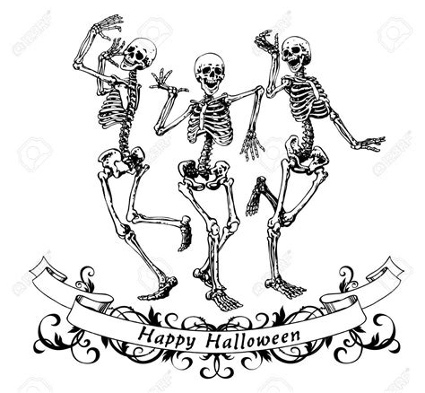 Happy Halloween Dancing Skeletons Isolated Vector Illustration Royalty Free Cliparts Vectors