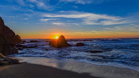 Wallpaper Id 20808 Sea Shore Rocks Surf Sunset 4k Free Download