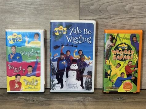 LOT OF 3 The Wiggles VHS Wiggly Wiggly World Wiggly Safari Yule Be