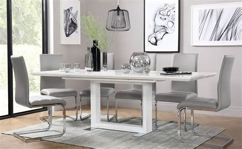 Classic gray by benjamin moore livi. Tokyo White High Gloss Extending Dining Table - with 6 ...