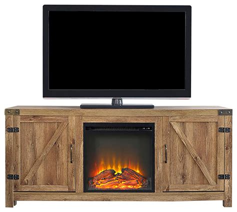 58 Barn Door Fireplace Tv Stand Barnwood Rustic Entertainment