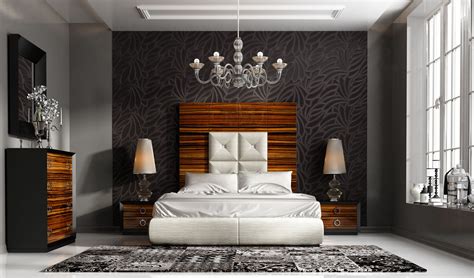 High Class Leather High End Bedroom Furniture Sets In Walnut El Paso