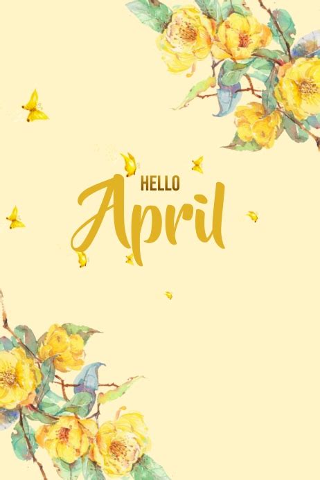 Hello April Yellow Intagram Post Template Postermywall