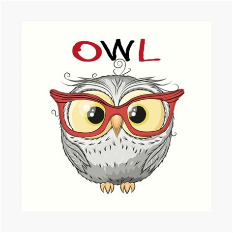 Owl With Glasses Art Print For Sale By Reginast777 Redbubble