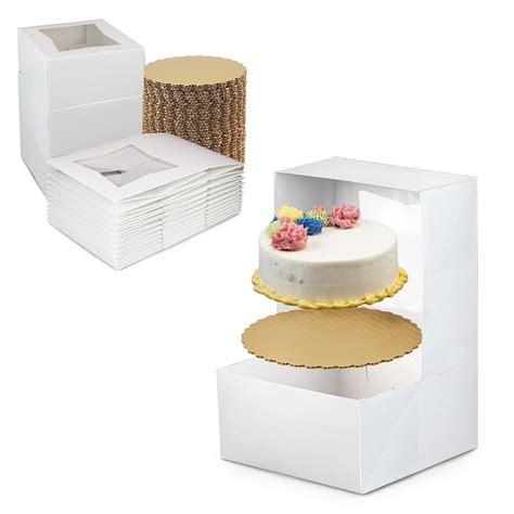 Buy Sets X X White Cake Box With Window And Inches Round Gold