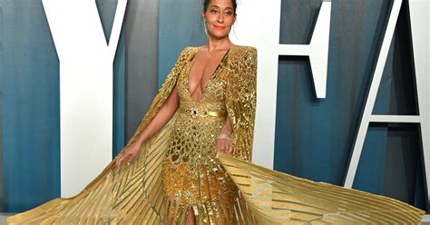 Tracee Ellis Ross Gold Dress Vanity Fair Oscars Party 2020 POPSUGAR