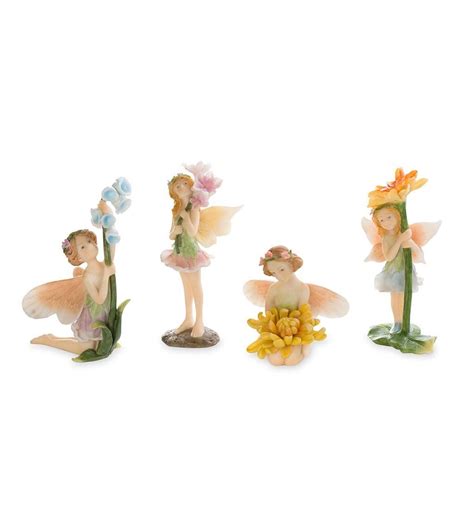 Miniature Fairy Garden Flower Pixies Set Of 4 Garden Statues Fairy