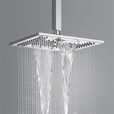 Luxury 10 Waterfall Square Rain Shower Head One Functional In Polished