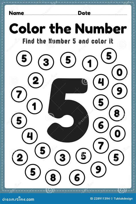 Preschool Math Worksheet Number 5 Coloring Maths Activities For