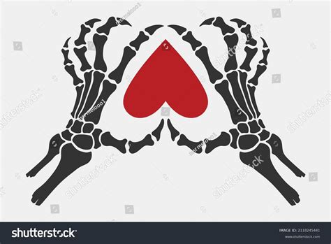 Skeleton Hand Showing Heart Shape Stock Vector Royalty Free 2118245441