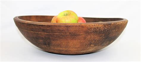 Large 18 Antique Wood Dough Bowl Solid Maple Table Centerpiece