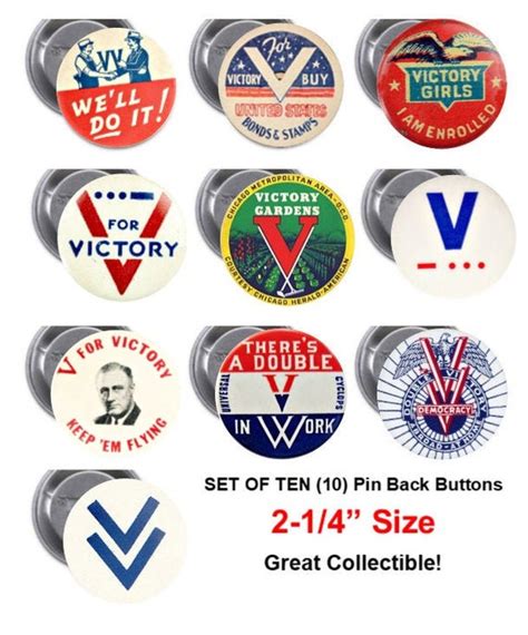 V For Victory Historical Reproduction Pins Set Of 10 Etsy