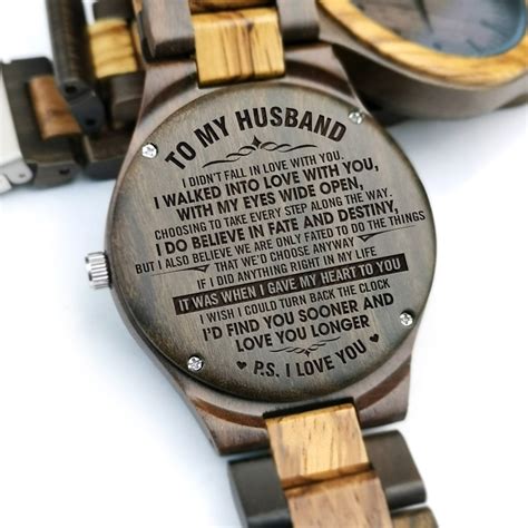 To My Husband I Love You Engraved Wooden Watch Sandalwood Or Maple Wood