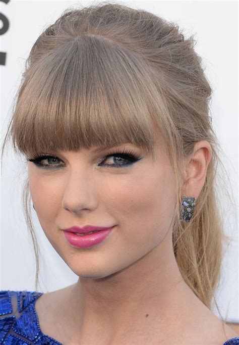 Taylor Swift Hairstyles Blonde Ponytail With Blunt Bangs Pretty Designs