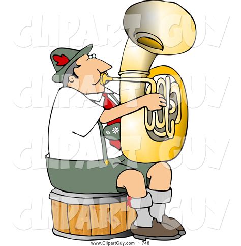 Clip Art Of A German Tuba Player Practicing By Himself For A Band By