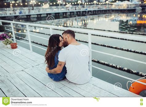 Couple Kissing On Pier Stock Photo Image Of Couple Boyfriend