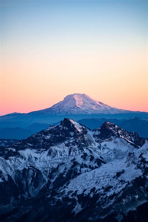 Layers Of A Sunset From The View Of Mt Rainier Washington Usa