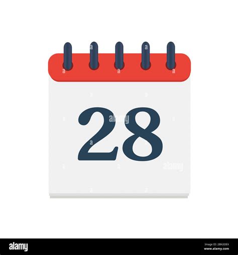 Icono De Calendario Con Fecha 28 Días Al Mes Botón Plano De Diseño De