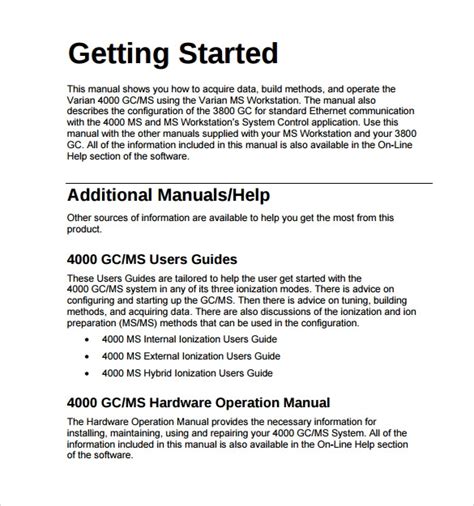 Operations Manual Template Microsoft Collection