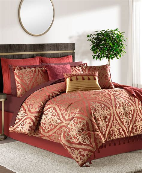 Sunham Hilton 14 Pc Damask Print King Comforter Set Created For Macy