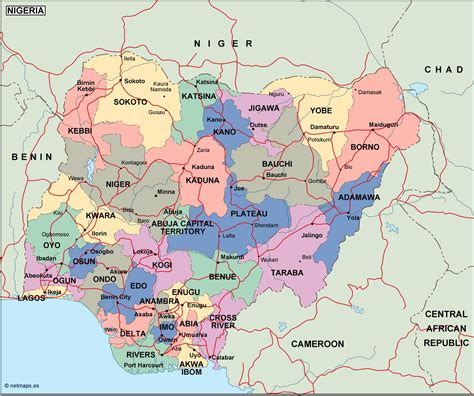 Nigeria Political Map Vector Eps Maps Eps Illustrator Map Vector
