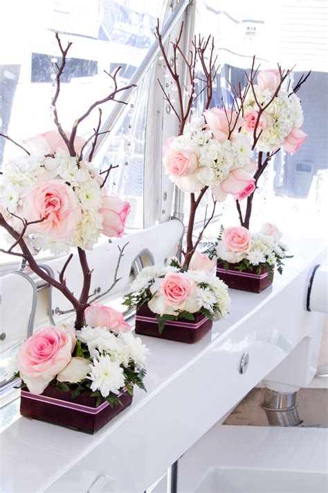 Pink And White Floral Centerpieces Wedding Table Decorations