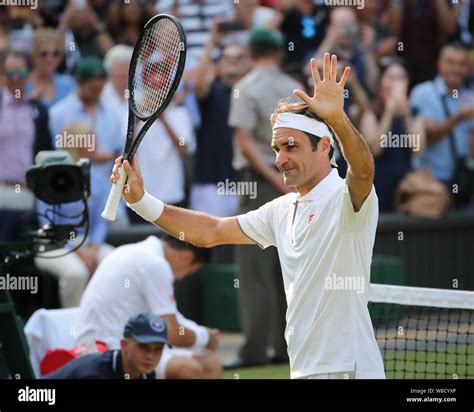 Swiss Tennis Player Roger Federer Celebrating His Victory During 2019