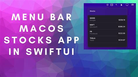 Building Macos Menu Bar Stocks App Using Swiftui Youtube