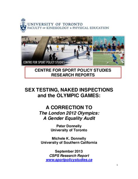 Pdf Sex Testing Naked Inspections And The Olympic Games A Correction To The London 2012