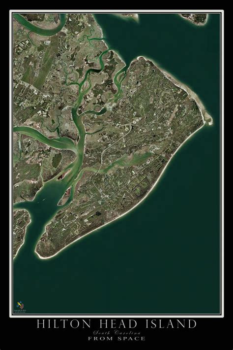 The Hilton Head Island South Carolina Satellite Poster Map Hilton