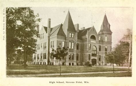 High School In Stevens Point Postcard Wisconsin Historical Society