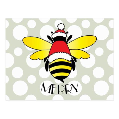 bee merry holiday postcard zazzle bee pictures bee drawing bee sketch