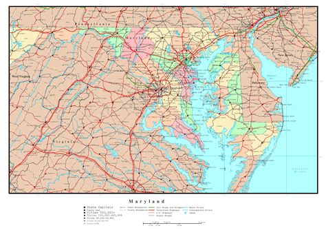 Maryland Wall Map With Roads By Map Resources Mapsale Vrogue Co