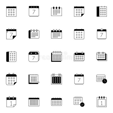 Calendar Icons Set Simple Solid Icons Set Of Schedule Deadline